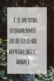 王勇带队全国政协经济委员会调研组赴浙江调研