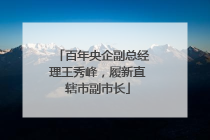 百年央企副总经理王秀峰，履新直辖市副市长