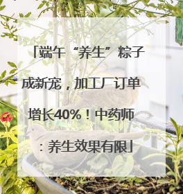 端午“养生”粽子成新宠，加工厂订单增长40%！中药师：养生效果有限