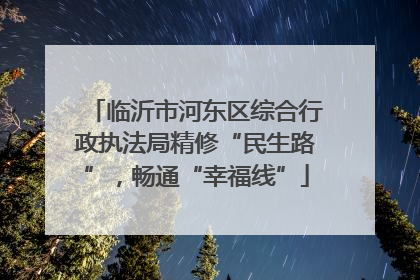 临沂市河东区综合行政执法局精修“民生路”，畅通“幸福线”
