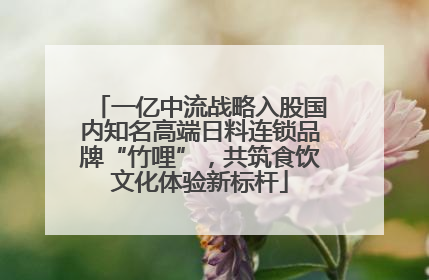 一亿中流战略入股国内知名高端日料连锁品牌“竹哩”，共筑食饮文化体验新标杆