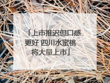 上市推迟但口感更好 四川水蜜桃将大量上市