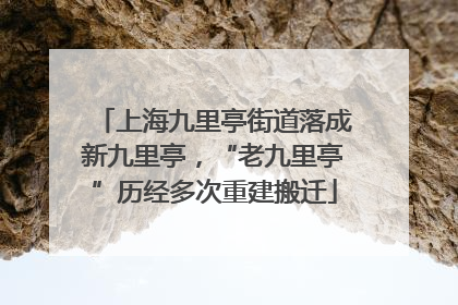 上海九里亭街道落成新九里亭，“老九里亭”历经多次重建搬迁