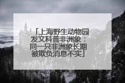 上海野生动物园发文科普非洲象：同一只非洲象长期被欺负消息不实