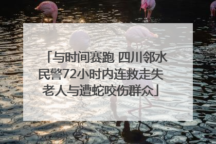 与时间赛跑 四川邻水民警72小时内连救走失老人与遭蛇咬伤群众
