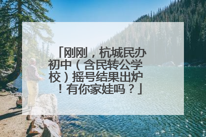 刚刚，杭城民办初中（含民转公学校）摇号结果出炉！有你家娃吗？