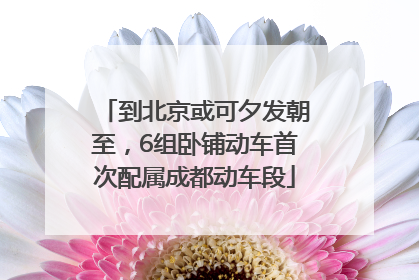 到北京或可夕发朝至，6组卧铺动车首次配属成都动车段