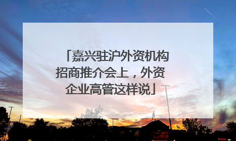 嘉兴驻沪外资机构招商推介会上，外资企业高管这样说