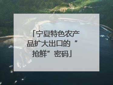 宁夏特色农产品扩大出口的“抢鲜”密码