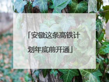 安徽这条高铁计划年底前开通