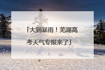 大到暴雨！芜湖高考天气专报来了
