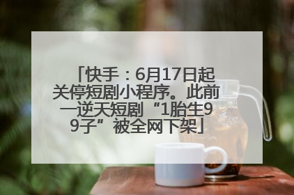 快手：6月17日起关停短剧小程序。此前一逆天短剧“1胎生99子”被全网下架