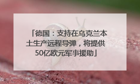 德国：支持在乌克兰本土生产远程导弹，将提供50亿欧元军事援助