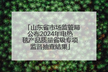 山东省市场监管局公布2024年电热毯产品质量省级专项监督抽查结果