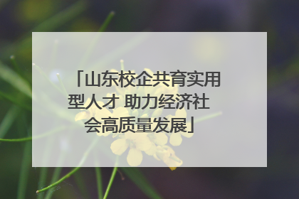 山东校企共育实用型人才 助力经济社会高质量发展