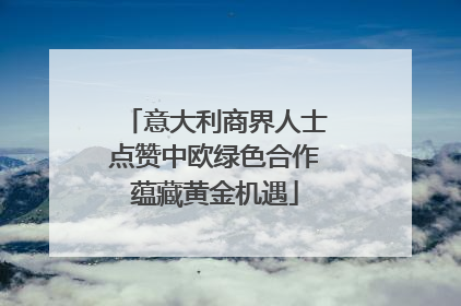 意大利商界人士点赞中欧绿色合作蕴藏黄金机遇