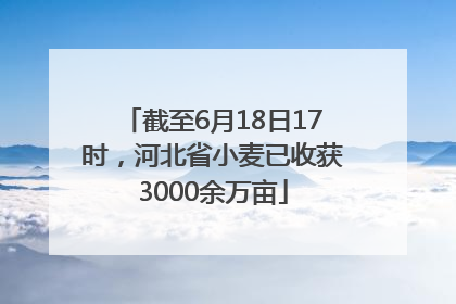 截至6月18日17时，河北省小麦已收获3000余万亩