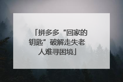拼多多“回家的钥匙”破解走失老人难寻困境