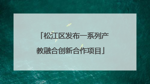 松江区发布一系列产教融合创新合作项目