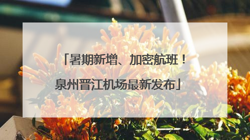 暑期新增、加密航班！泉州晋江机场最新发布