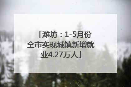 潍坊：1-5月份全市实现城镇新增就业4.27万人