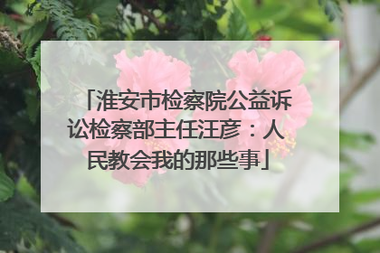 淮安市检察院公益诉讼检察部主任汪彦：人民教会我的那些事