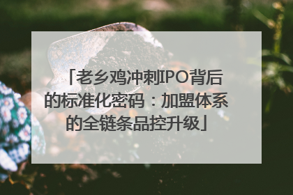 老乡鸡冲刺IPO背后的标准化密码：加盟体系的全链条品控升级