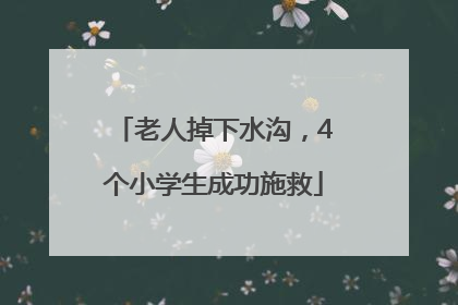 老人掉下水沟，4个小学生成功施救