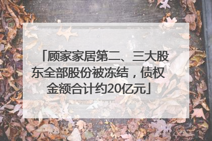 顾家家居第二、三大股东全部股份被冻结，债权金额合计约20亿元
