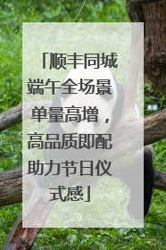 顺丰同城端午全场景单量高增，高品质即配助力节日仪式感