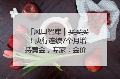 风口智库｜买买买！央行连续7个月增持黄金，专家：金价或仍易涨难跌