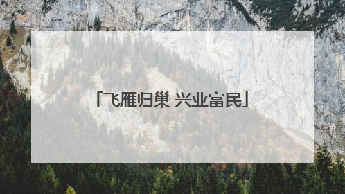 飞雁归巢 兴业富民