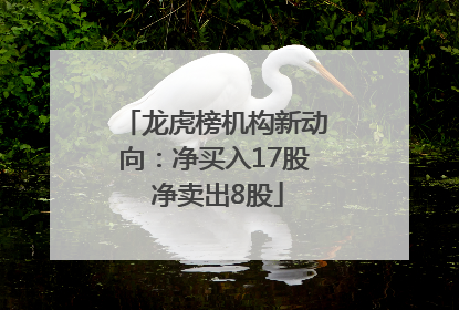 龙虎榜机构新动向：净买入17股 净卖出8股