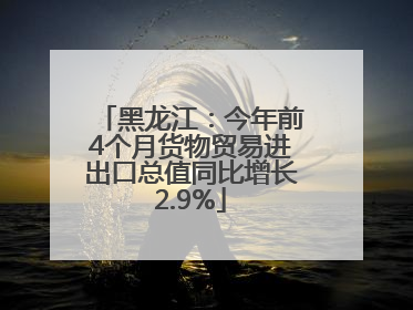 黑龙江：今年前4个月货物贸易进出口总值同比增长2.9%